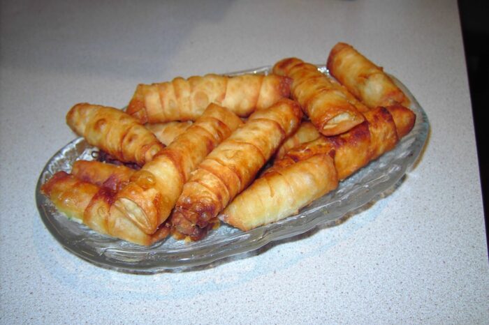 Crispy pastry filled with cheese and herbs